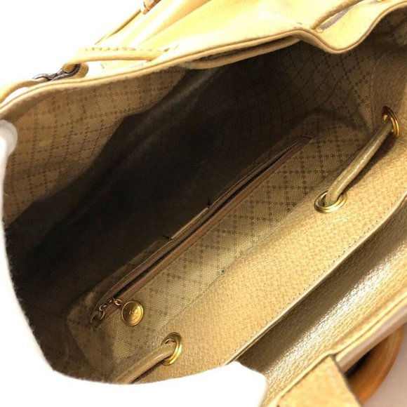 GUCCI Bamboo Leather Backpack Bag Beige - Picture 6 of 11